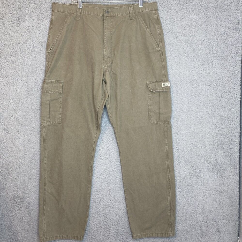 Wrangler Authentic Issue Mens Cargo Pants Brown Beige Ripstop 70L3WML 38x34